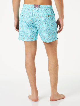 Man stretch fabric comfort swim shorts with sea star print - MC2 Saint Barth