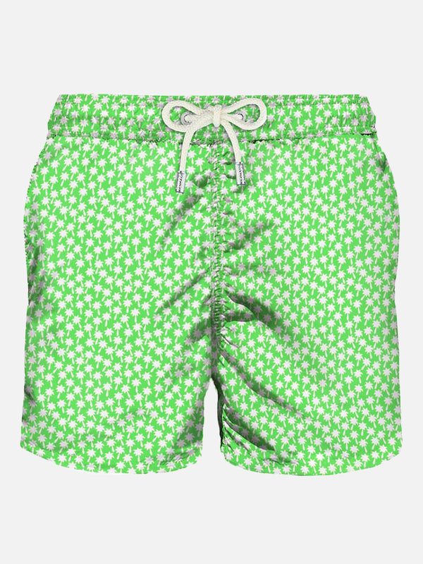 Light fabric swim shorts palms print