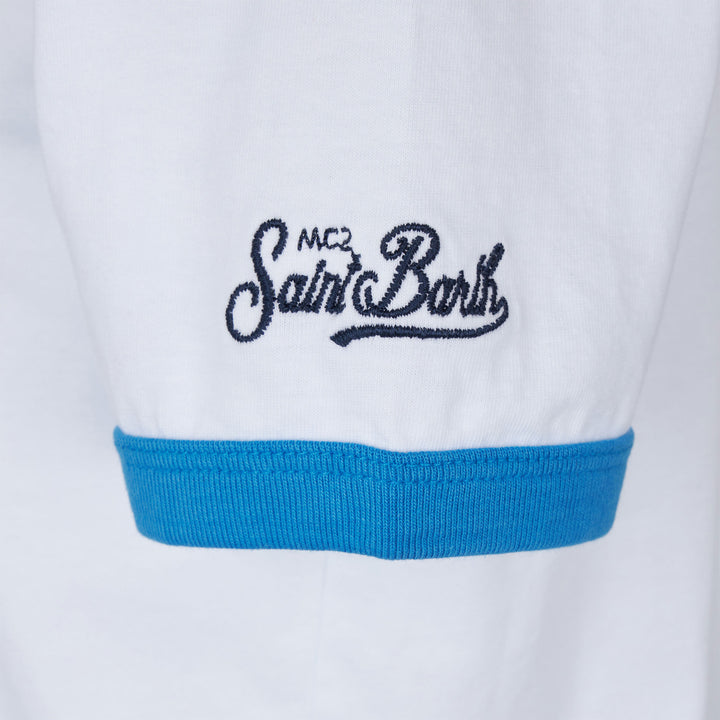 Boy cotton t-shirt with shark print - MC2 Saint Barth