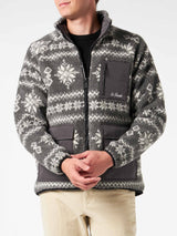 Herren-Sherpa-Jacke mit Fair-Isle-Print