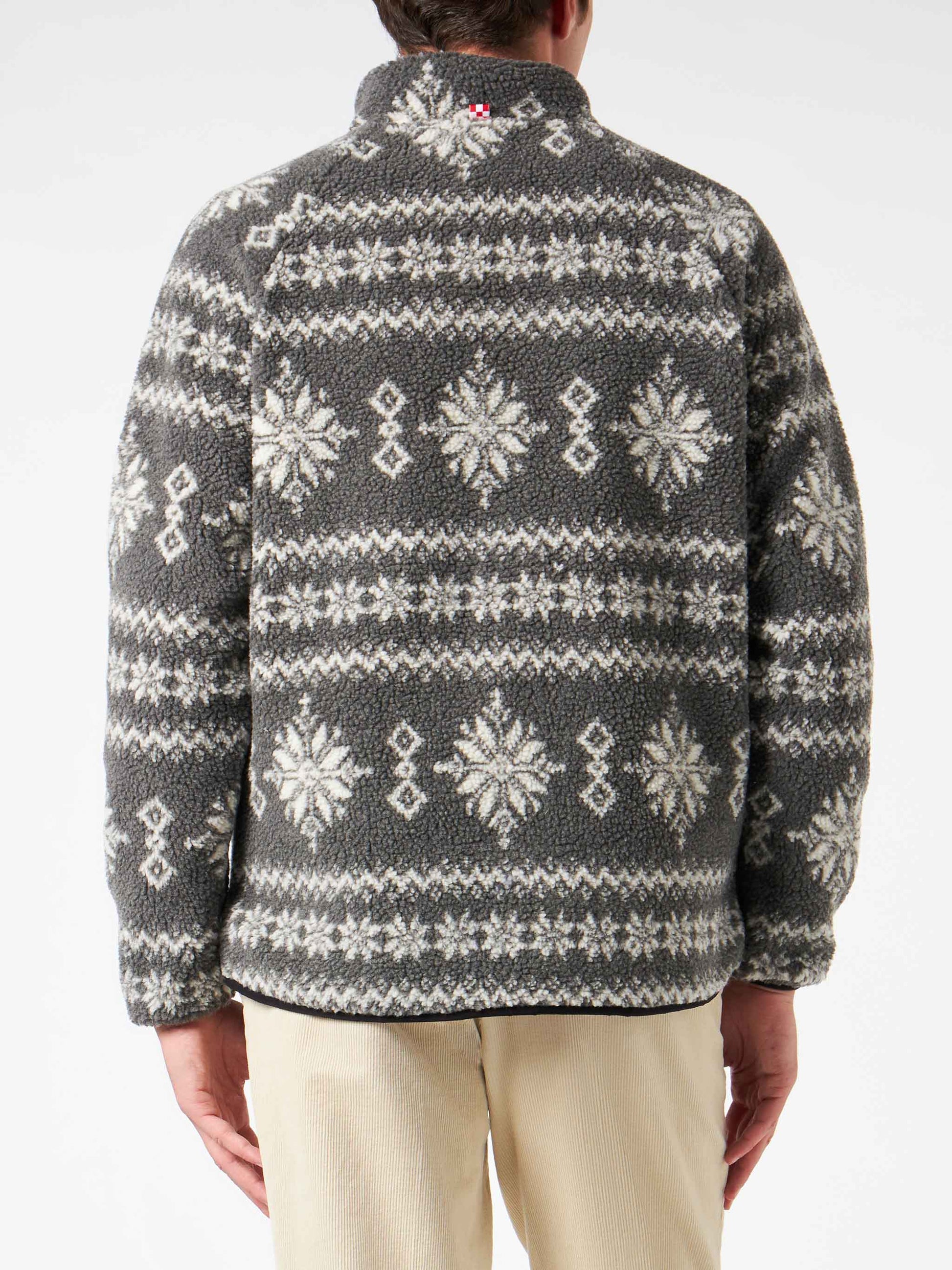 Man sherpa jacket with fair-isle print - MC2 Saint Barth