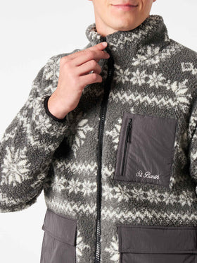 Man sherpa jacket with fair-isle print - MC2 Saint Barth