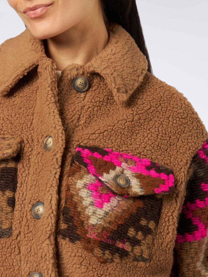 Woman sherpa overshirt with ethnic print - MC2 Saint Barth