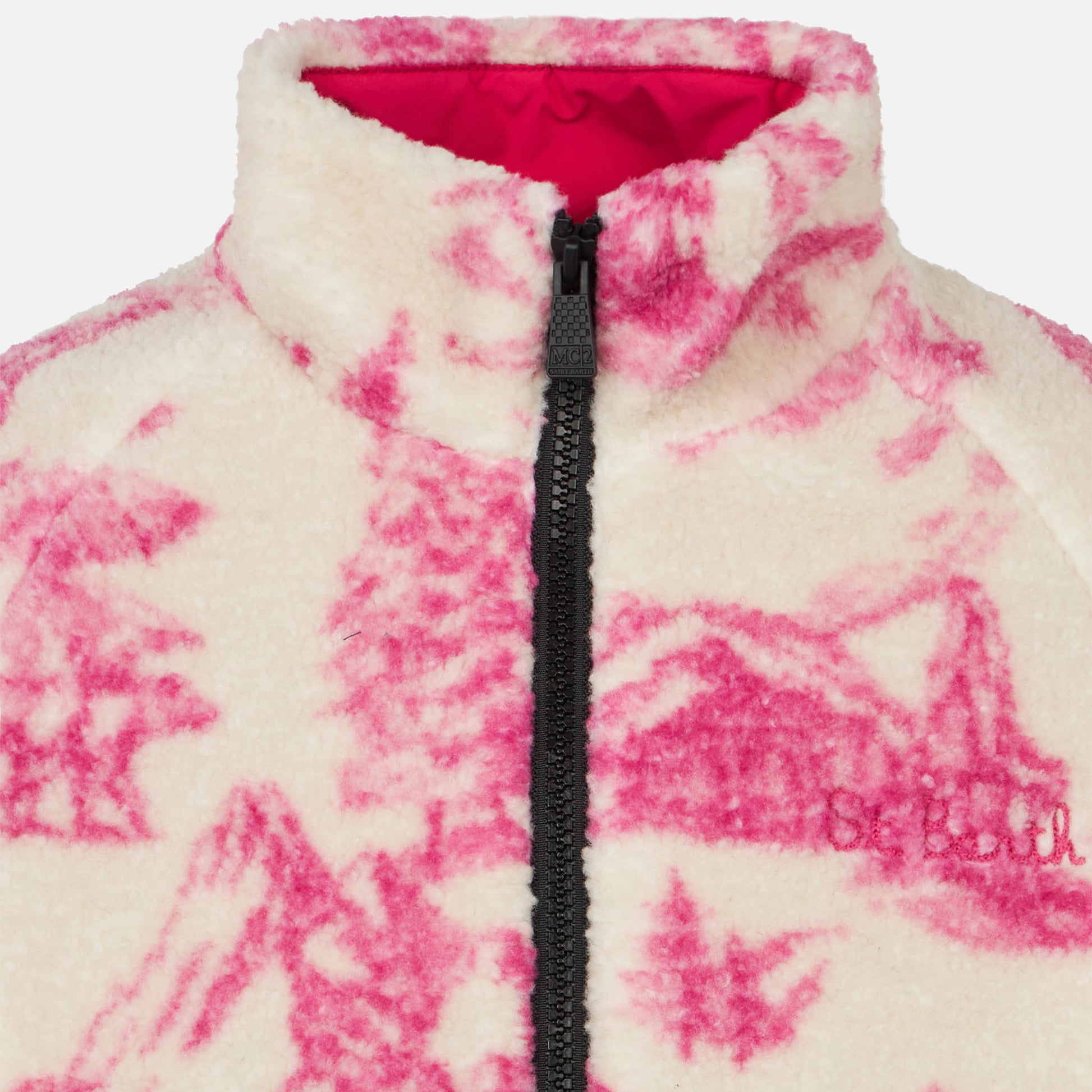 Girl sherpa jacket with toile de jouy print - MC2 Saint Barth