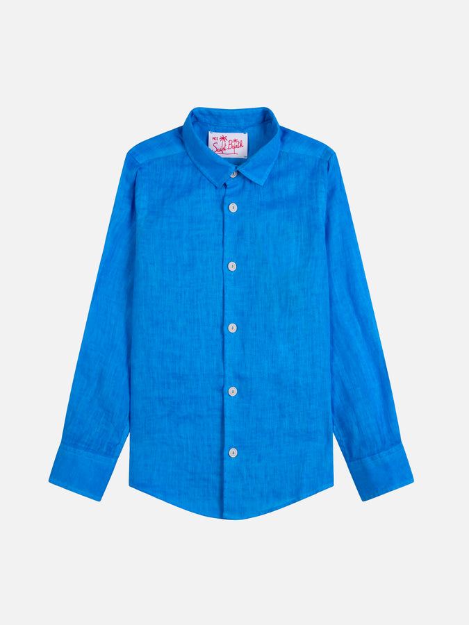 Mc2 Saint Barth Camicia in lino per bambino bluette