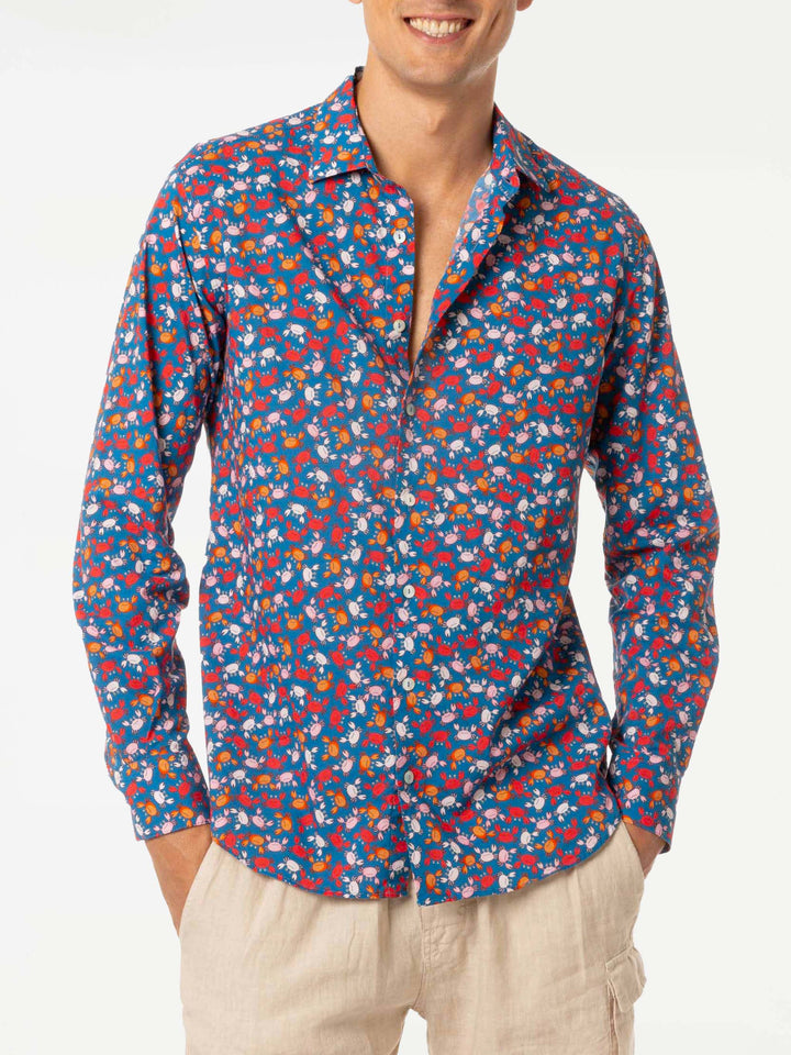 Man muslin cotton Sikelia shirt with crab print - MC2 Saint Barth