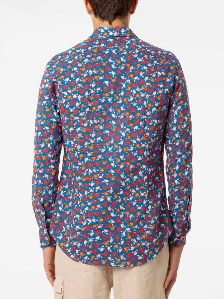Man muslin cotton Sikelia shirt with crab print - MC2 Saint Barth