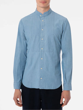 Man light blue denim linen shirt - MC2 Saint Barth