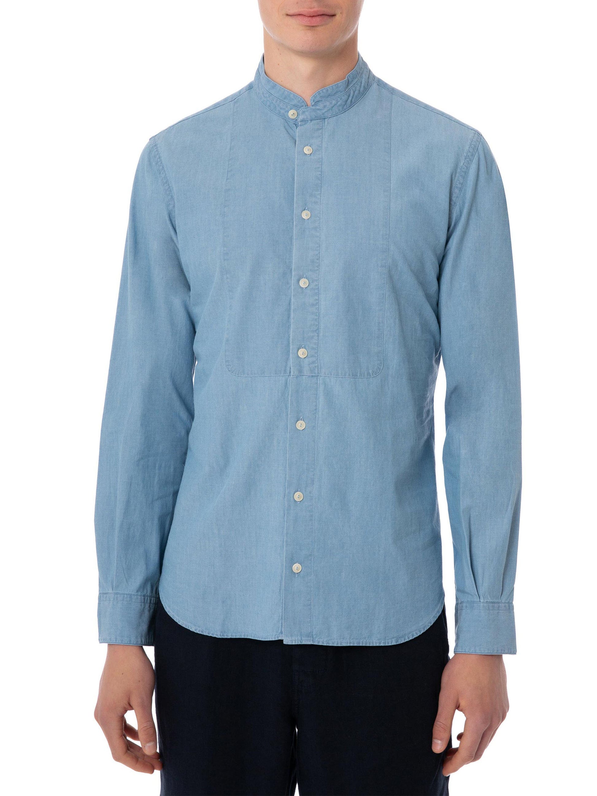 Man light blue denim linen shirt - MC2 Saint Barth