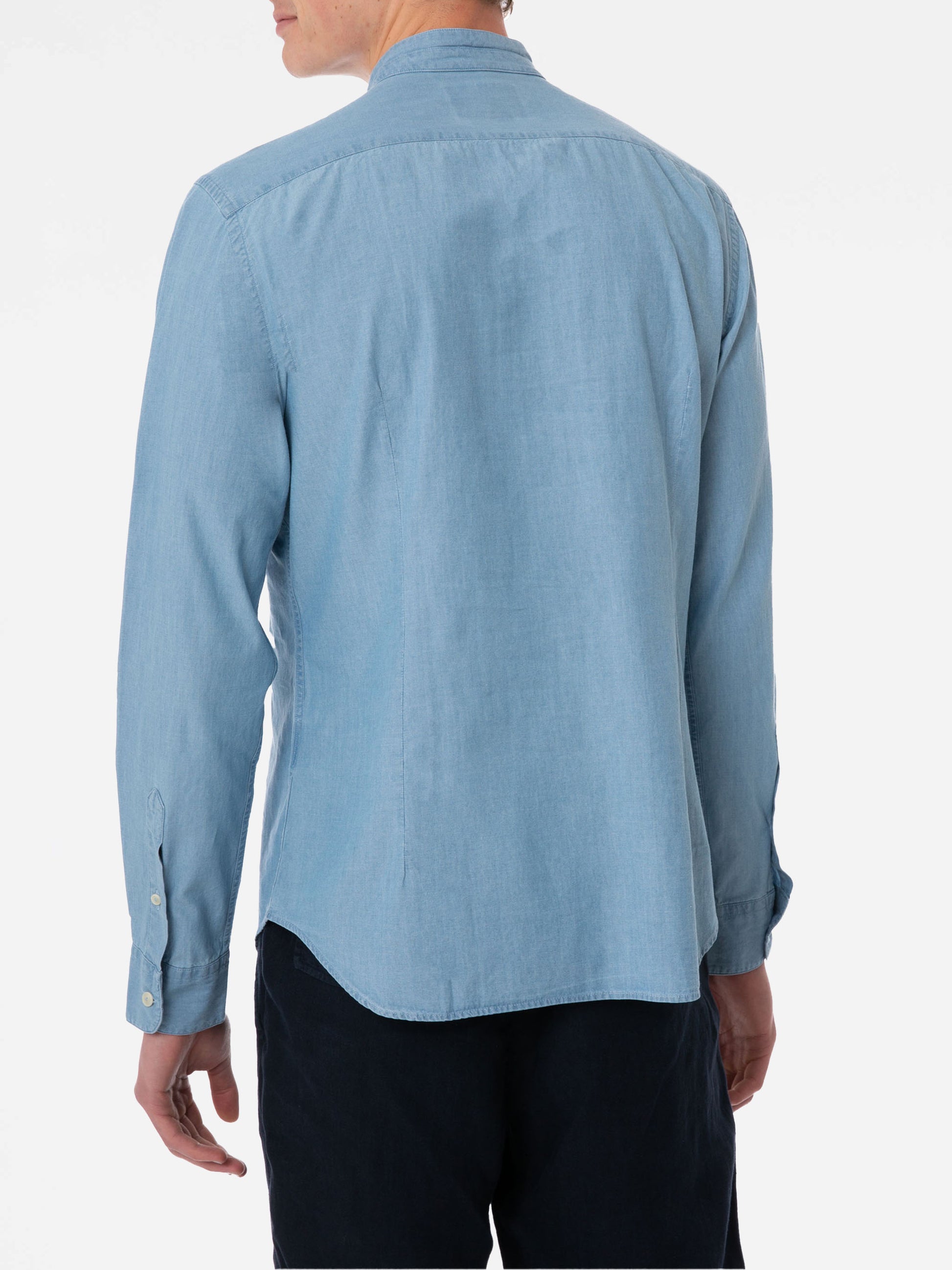 Man light blue denim linen shirt - MC2 Saint Barth