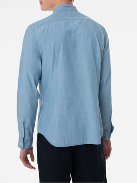 Man light blue denim linen shirt - MC2 Saint Barth