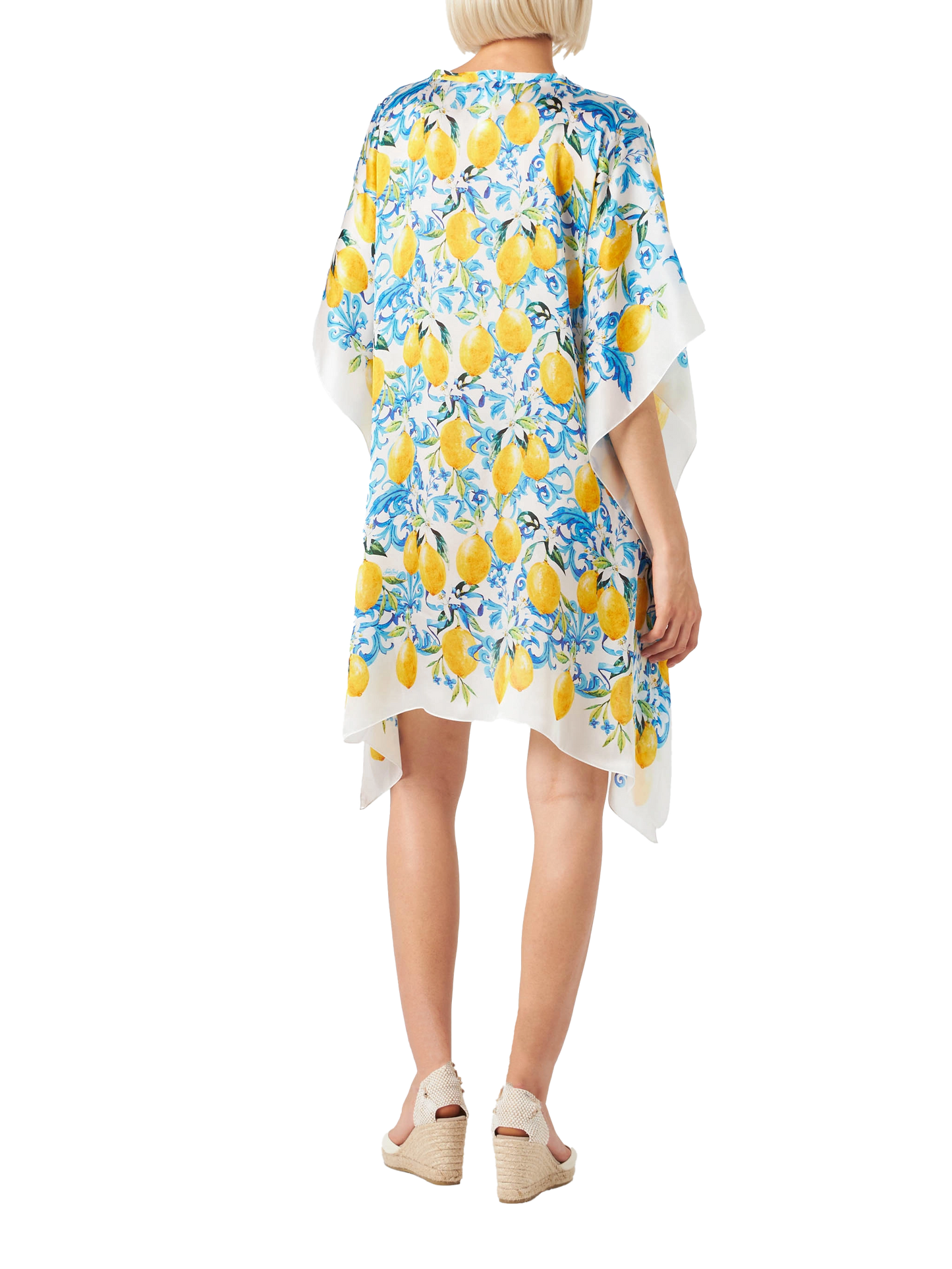Lemons and maiolica print silk caftan - MC2 Saint Barth