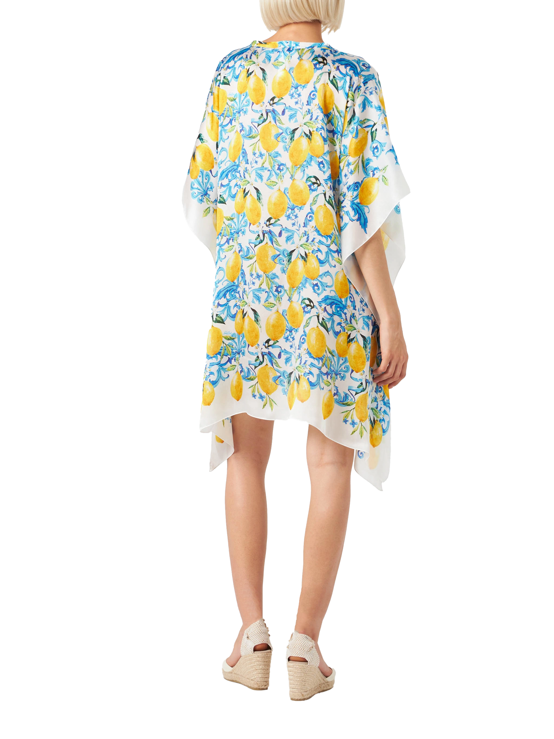 Lemons and maiolica print silk caftan - MC2 Saint Barth