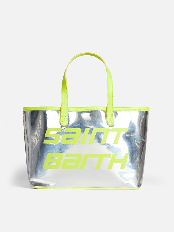 Mc2 Saint Barth Borsa reflex argento con dettagli giallo fluo