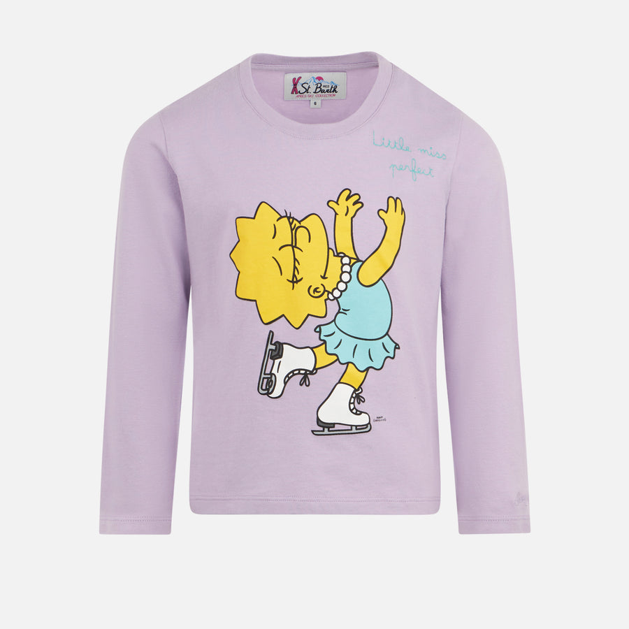 Mc2 Saint Barth T-shirt da bambina in cotone pesante con stampa Lisa Simpson | EDIZIONE SPECIALE SIMPSON