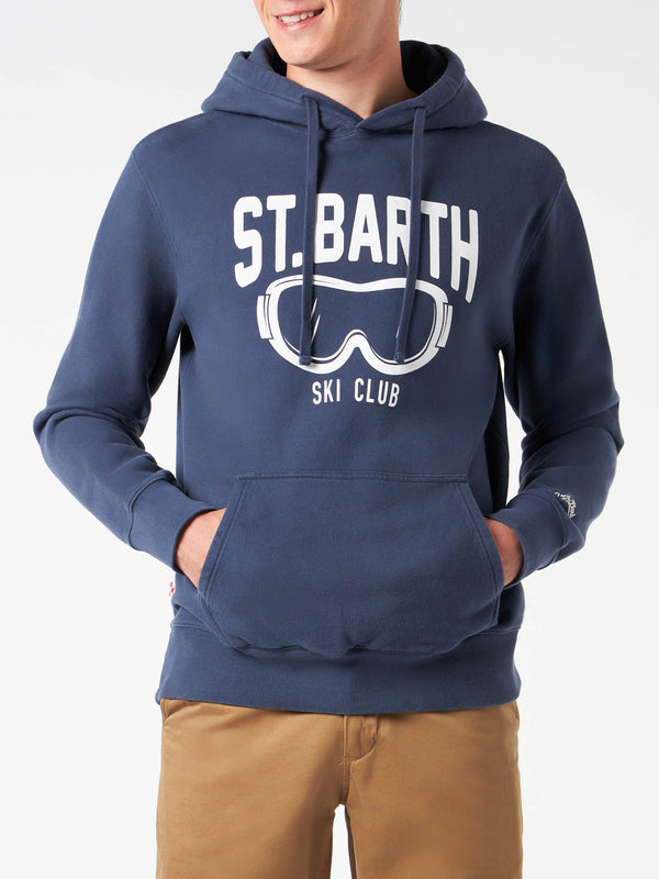 Herrenblauer Kapuzenpullover mit St. Barth Ski Club-Aufdruck