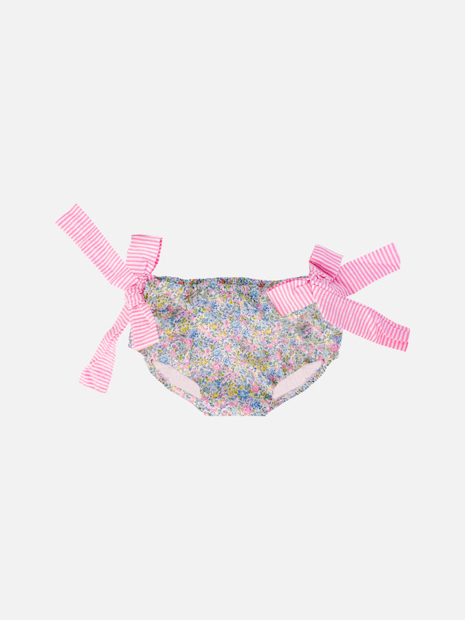 Mc2 Saint Barth Slip da bagno da bambina con stampa fiori Liberty e fiocchi | EDIZIONE SPECIALE LIBERTY