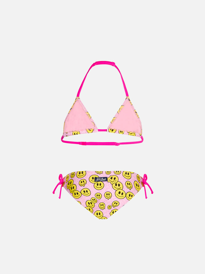 Girl triangle bikini with smile print - MC2 Saint Barth