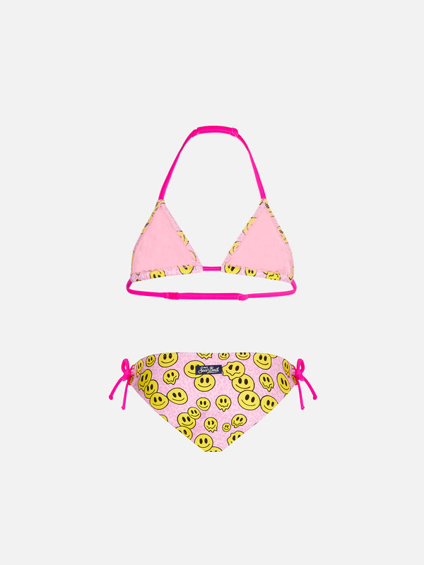 Girl triangle bikini with smile print