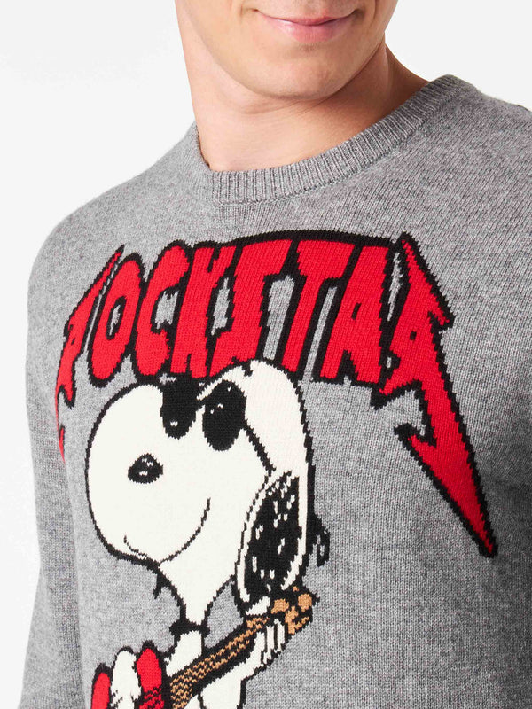 Maglia da uomo girocollo con stampa jacquard Snoopy rockstar | SNOOPY - EDIZIONE SPECIALE ©PEANUTS