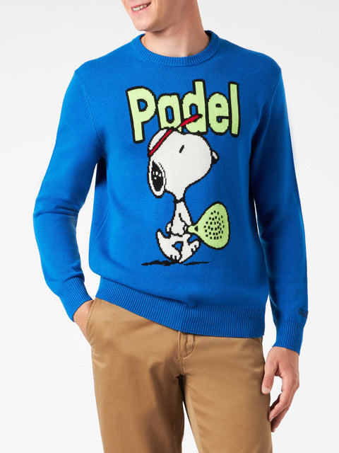 Man crewneck sweater with Snoopy padel jacquard | SNOOPY - ©PEANUTS SPECIAL EDITION - MC2 Saint Barth