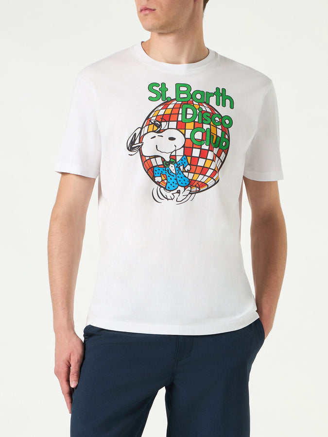 Mc2 Saint Barth T-shirt da uomo in cotone con stampa St. Barth Disco Club e Snoopy | SNOOPY - EDIZIONE SPECIALE PEANUTS™