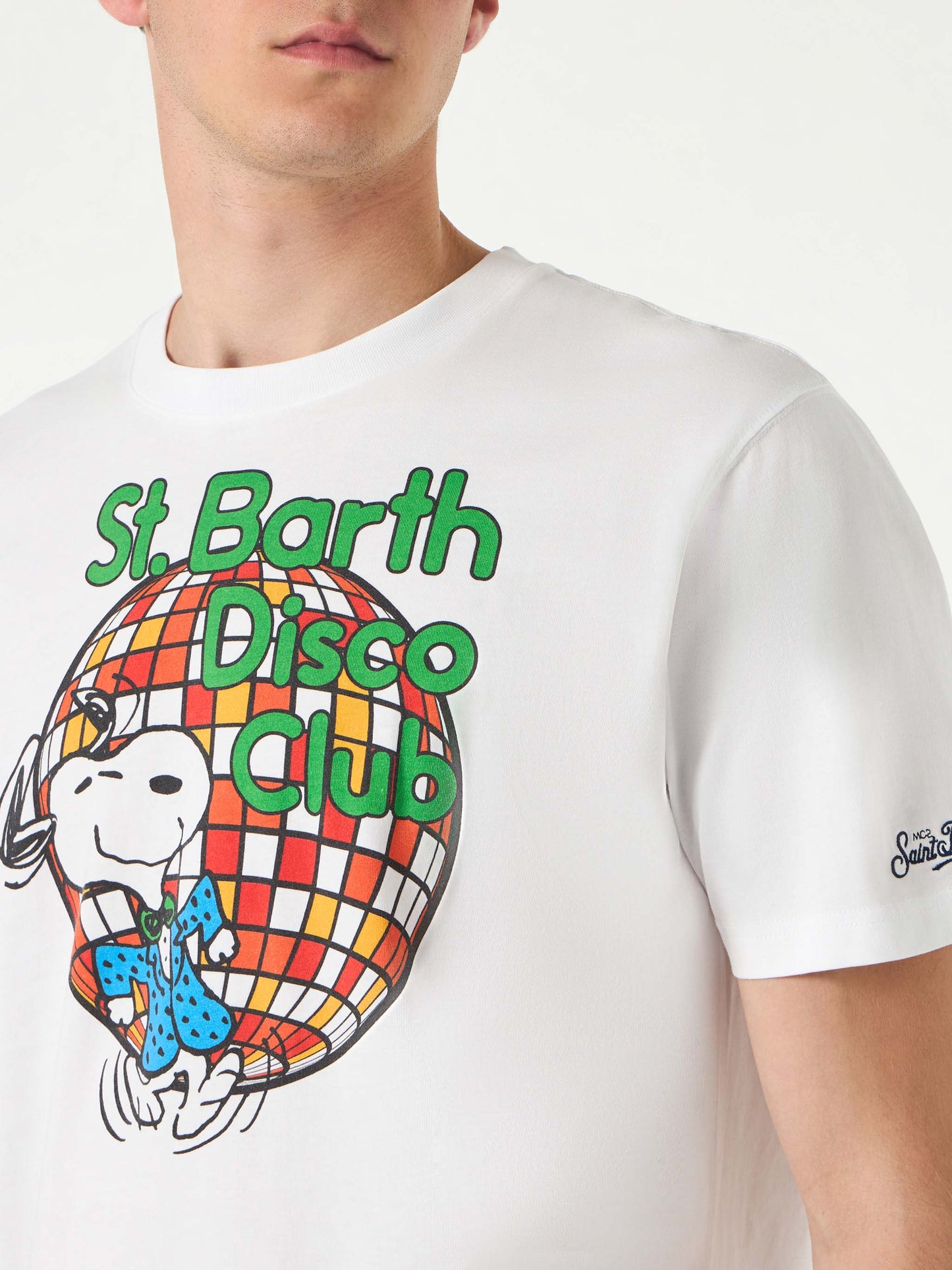 Man cotton t-shirt with St. Barth Disco Club and Snoopy print | SNOOPY - PEANUTS™ SPECIAL EDITION - MC2 Saint Barth