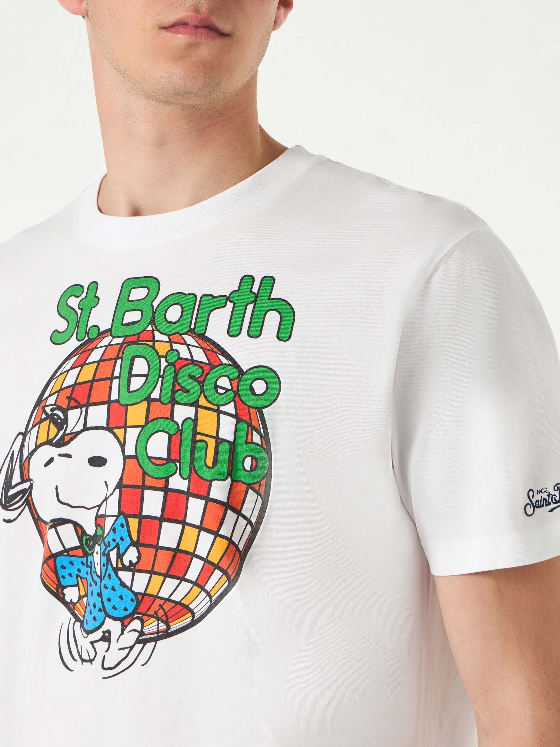 Man cotton t-shirt with St. Barth Disco Club and Snoopy print | SNOOPY - PEANUTS™ SPECIAL EDITION - MC2 Saint Barth