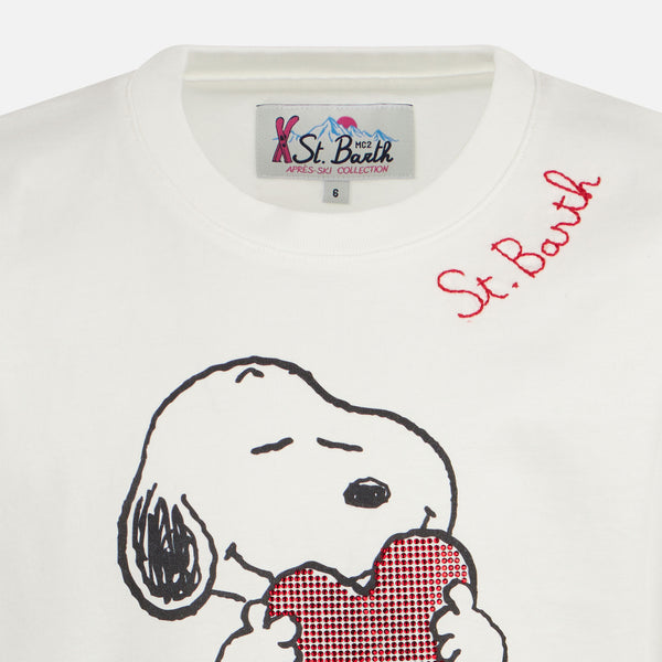 Girl heavy cotton t-shirt with Snoopy rhinestones print | SNOOPY PEANUTS™ SPECIAL EDITION