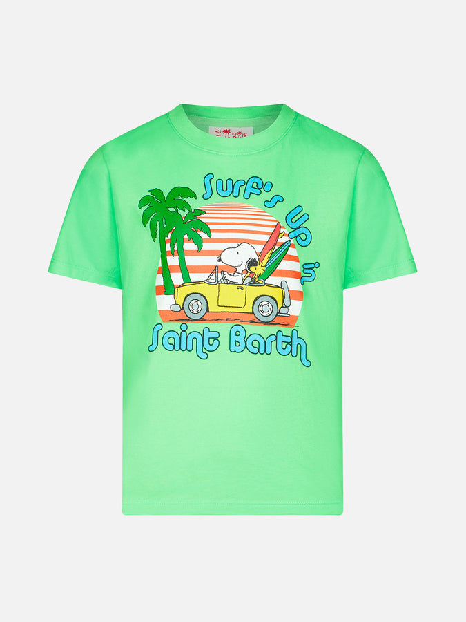 Mc2 Saint Barth T-shirt da bambino in cotone verde con stampa Snoopy | EDIZIONE SPECIALE PEANUTS™