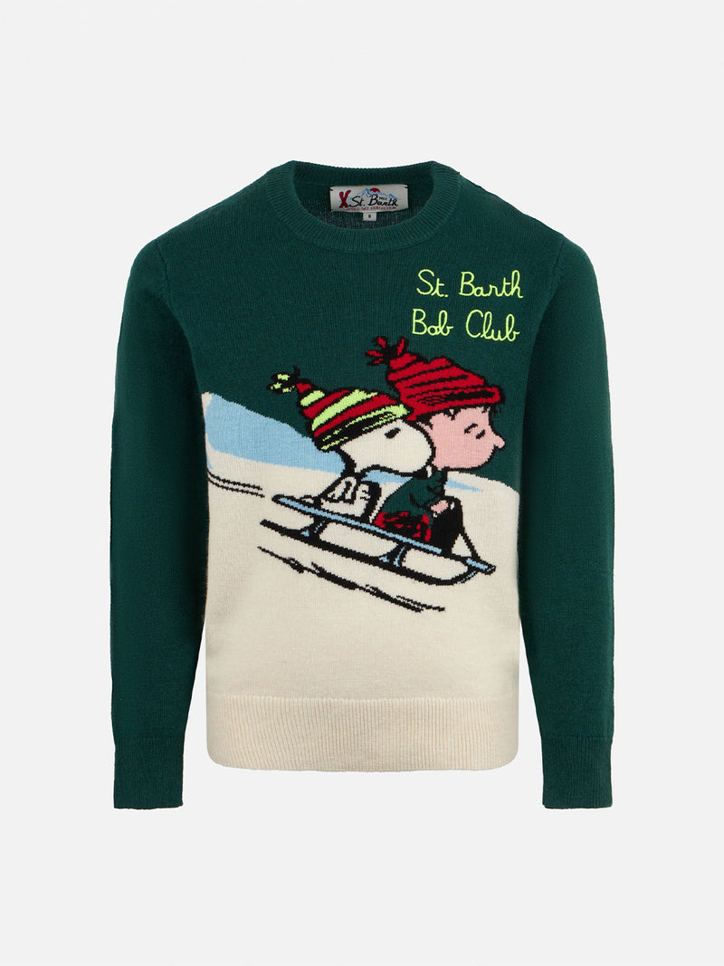 Boy crewneck sweater with Snoopy print and St. Barth Bob Club embroidery| SNOOPY - PEANUTS™ SPECIAL EDITION