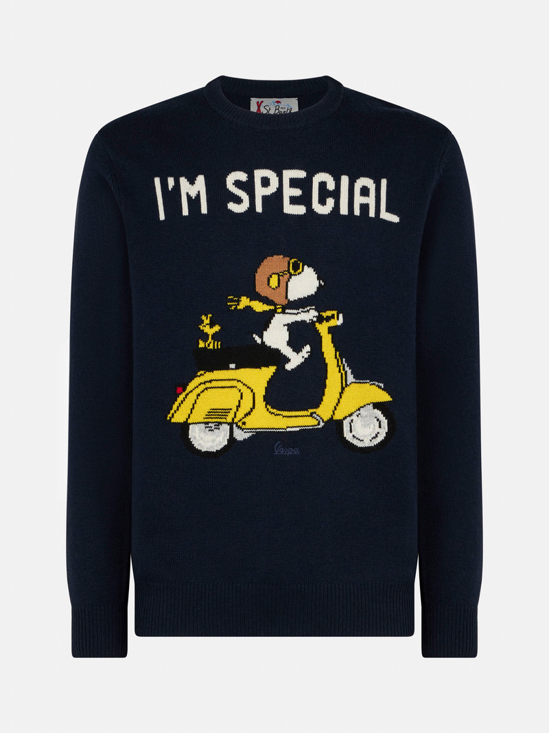 Maglione da uomo girocollo con stampa jacquard scooter Snoopy | SNOOPY - EDIZIONE SPECIALE ©PEANUTS