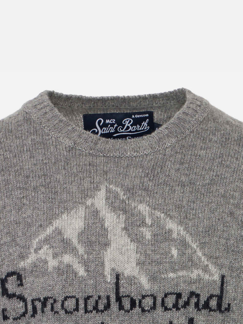 Maglia da bambino grigia con scritta Snowboard is dead!