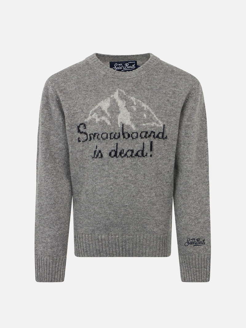 Maglia da bambino grigia con scritta Snowboard is dead!