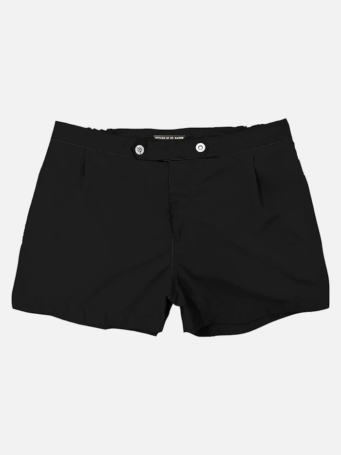 Solid black swim shorts with button front fastening - MC2 Saint Barth