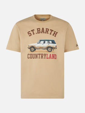 Man heavy cotton t-shirt with St. Barth Countryland print - MC2 Saint Barth