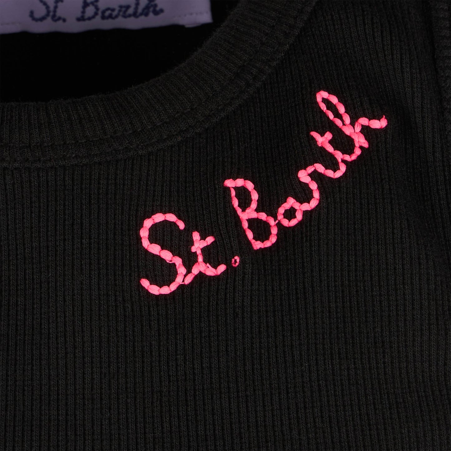 Cotton crop tank top with St. Barth embroidery