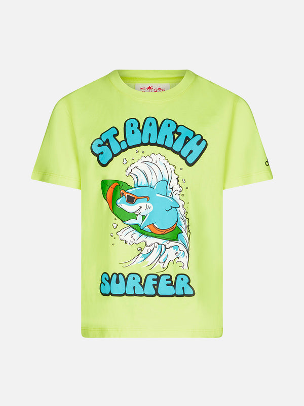 T-shirt da bambino in cotone con stampa St. Barth Surfer