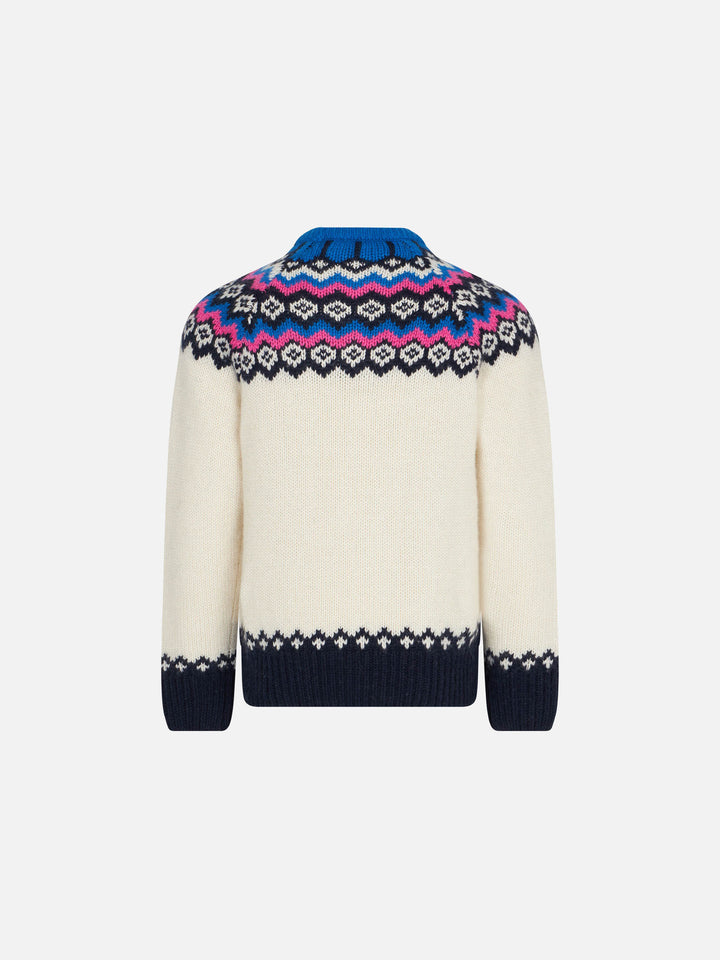 Girl sweater with nordic jacquard pattern - MC2 Saint Barth