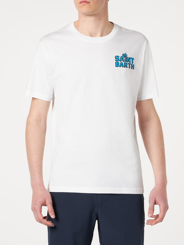 Herren-T-Shirt aus Baumwolle mit St. Barth Happy Days-Aufdruck