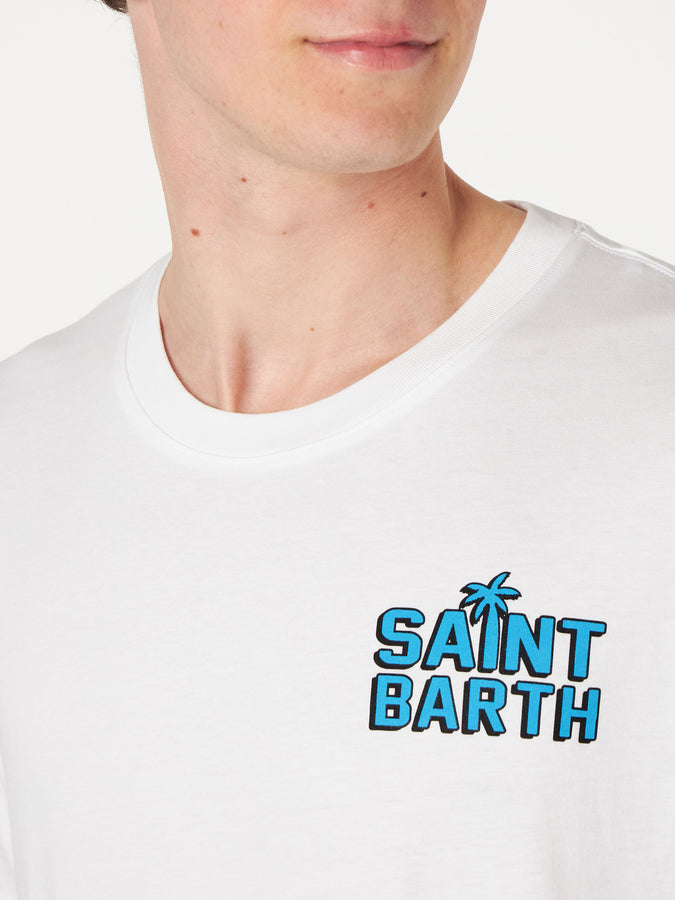 Mc2 Saint Barth T-shirt da uomo in cotone con stampa St. Barth Happy Days