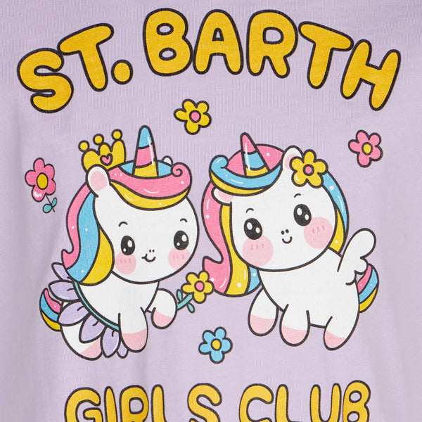 Mädchen-T-Shirt mit St. Barth Girls Club- und Einhörner-Aufdruck