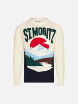 Boy white sweater with St. Moritz jacquard print