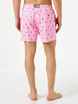 Man light fabric comfort swim shorts with starfish print