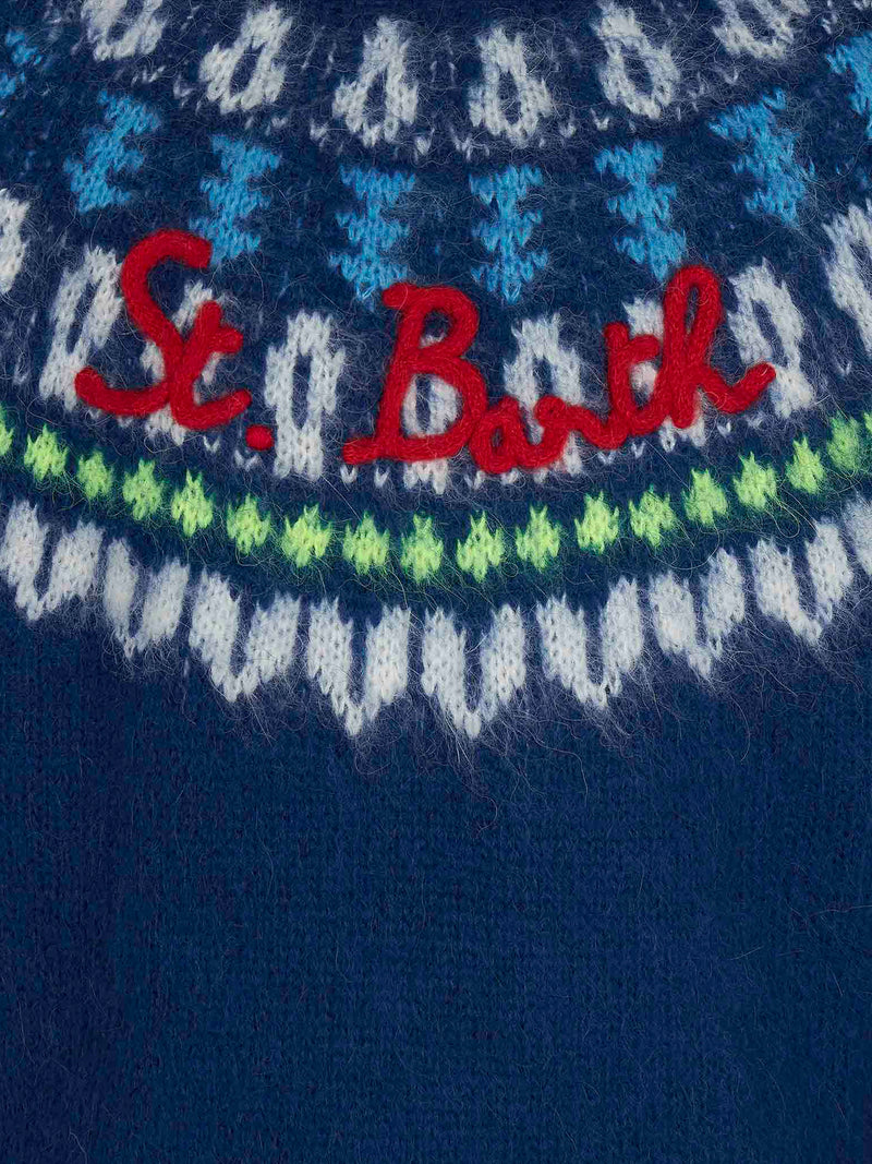 Maglia da bambino garzata  con jacquard islandese