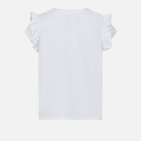 Girl cotton t-shirt with flounce and embroidery - MC2 Saint Barth