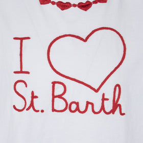 Girl cotton t-shirt with flounce and embroidery - MC2 Saint Barth
