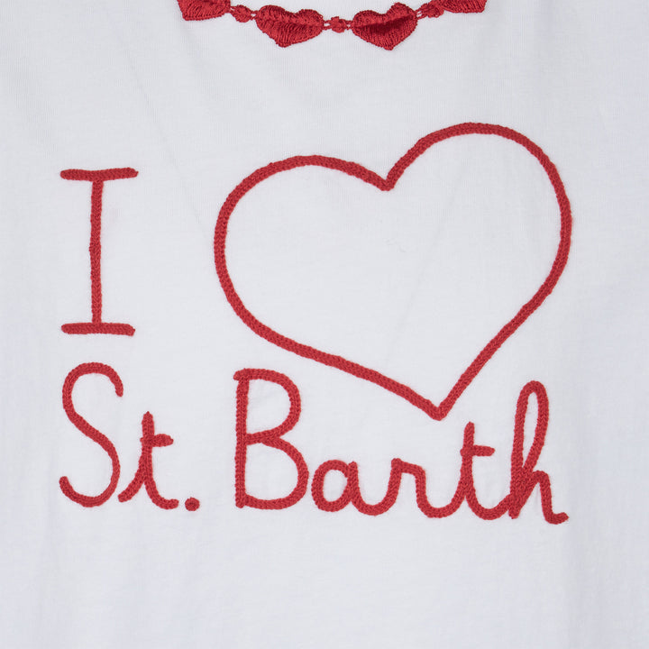 Girl cotton t-shirt with flounce and embroidery - MC2 Saint Barth