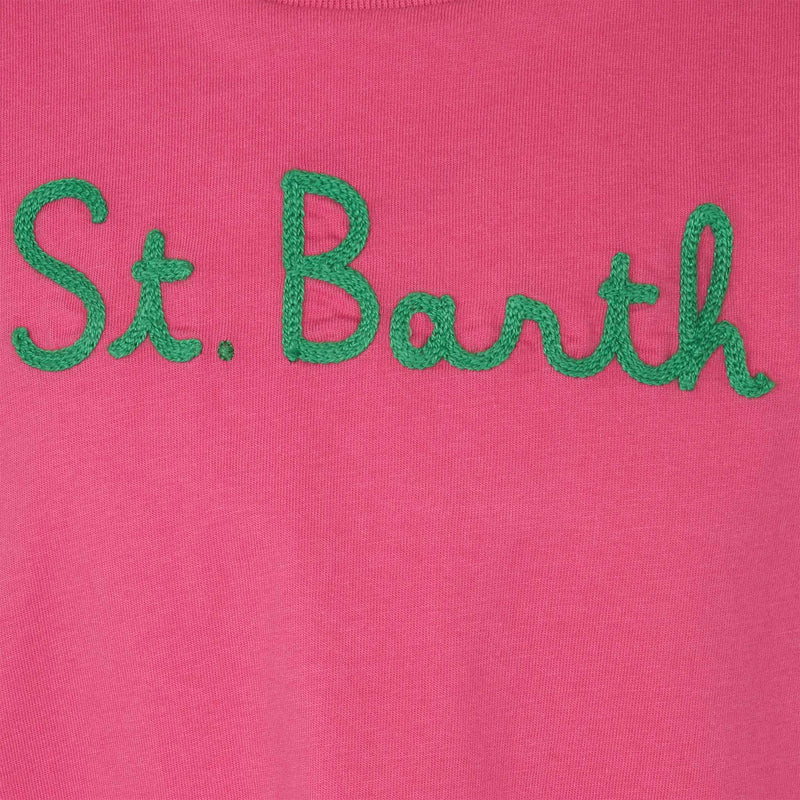 Mädchen-T-Shirt aus Baumwolle mit Volant und Stickerei