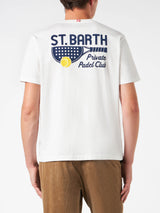 Herren-T-Shirt aus schwerer Baumwolle mit Stickerei des Padel Club Saint Barth
